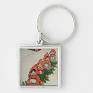Four Little Girls on a Sledge Keychain