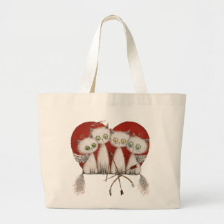 Four Little Love Cats Large Tote Bag
