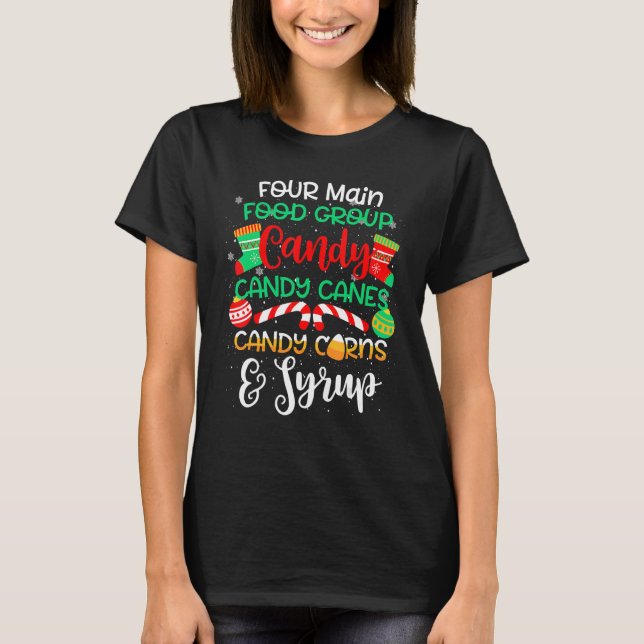 Four Main Food Groups Santa Elf Buddy Christmas Pa T-Shirt (Front)