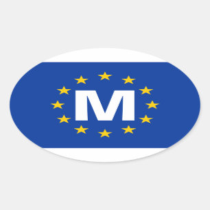 FOUR Malta "M" European Union Flag Oval Sticker