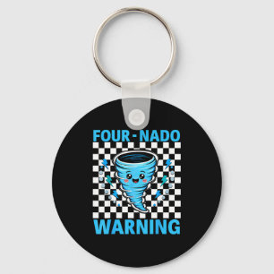 Four nado warning 4th birthday 4 years old kids keychain