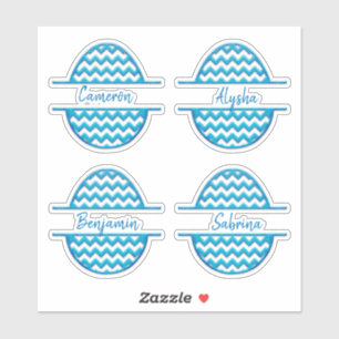 Four Name Customizable ZigZag Easter Eggs Stickers