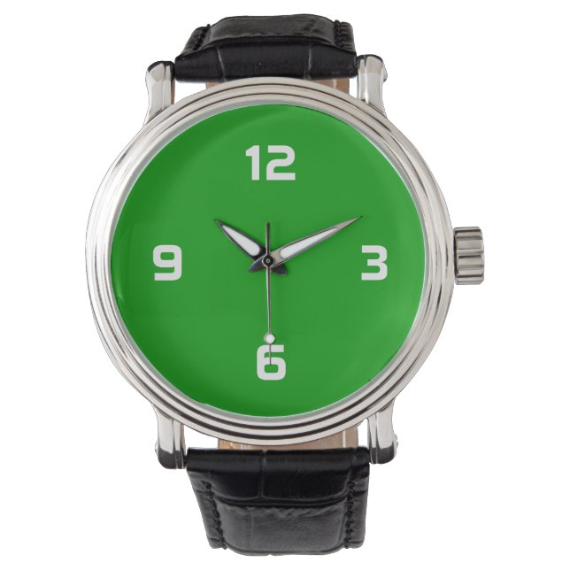 Four Numbers - White on Grass Green Watch (Front)
