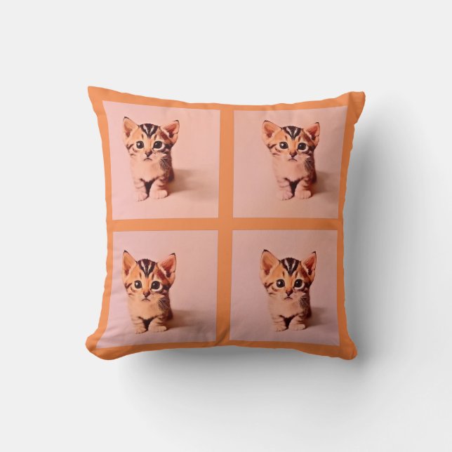 Four of a Kind Kitten Cuteness Throw Pillow (Front)