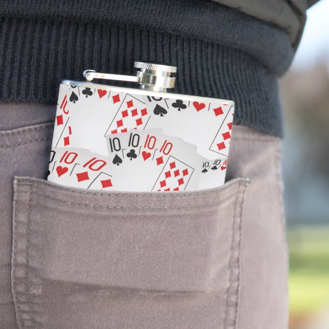 "Four of a Kind: Scattered Quad Tens" Hip Flask (In Situ)
