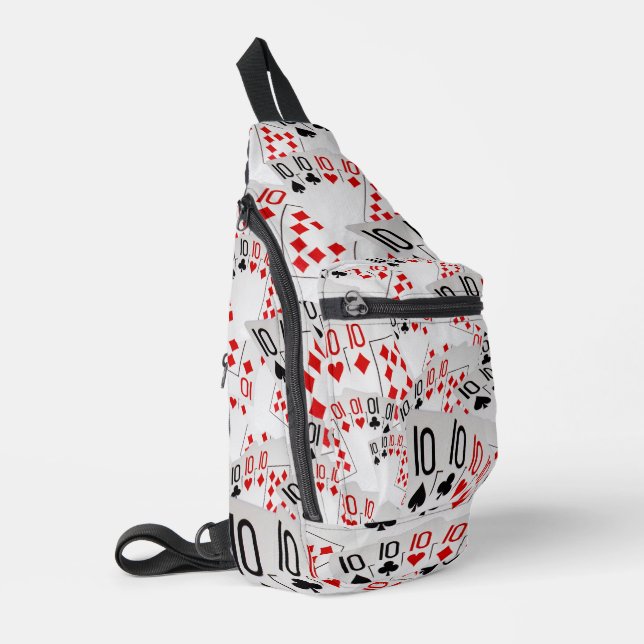 "Four of a Kind: Scattered Quad Tens" Sling Bag (Left Corner)