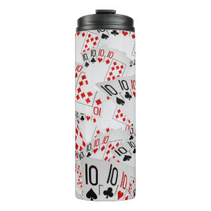 "Four of a Kind: Scattered Quad Tens" Thermal Tumbler