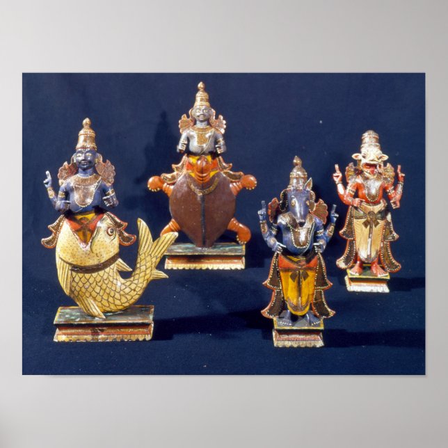 Four of the incarnations of Vishnu Poster (Front)