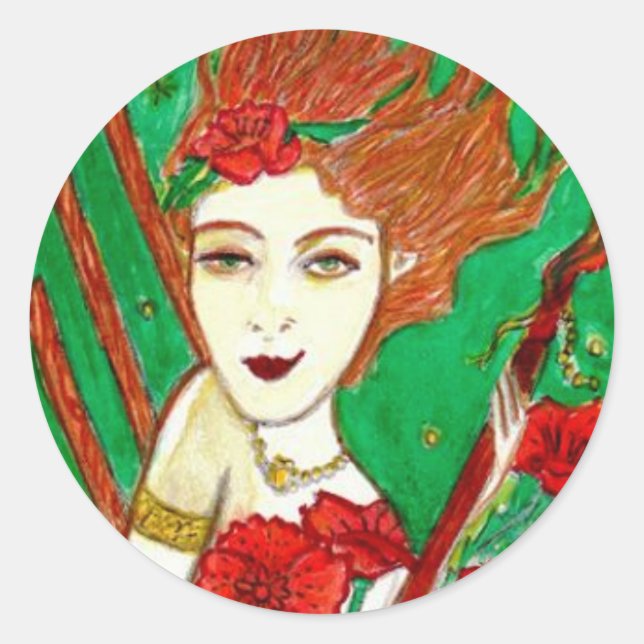 Four of Wands Classic Round Sticker (Front)