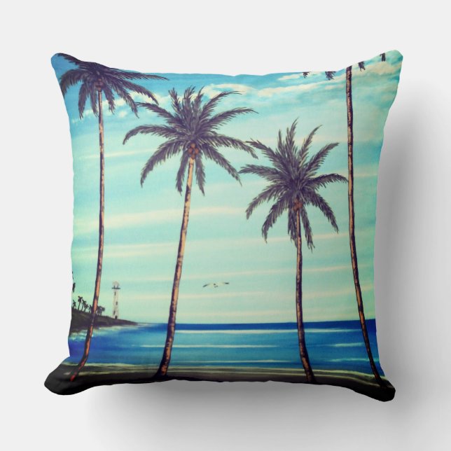Four Palms Throw Pillow (Front)