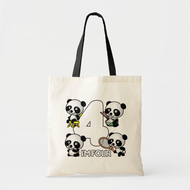 FOUR PANDAS bag - choose style & colour (Front)