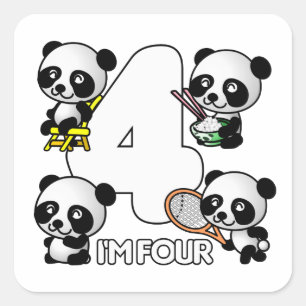 FOUR PANDAS stickers