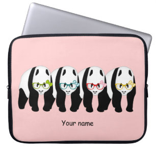 Four Pandas wearing glasses Laptop Sleeve