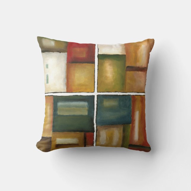 Four Panelled Painting by Jennifer Goldberger Throw Pillow (Front)