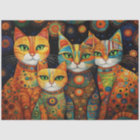 Four Patterned Cats Decoupage Tissue Paper