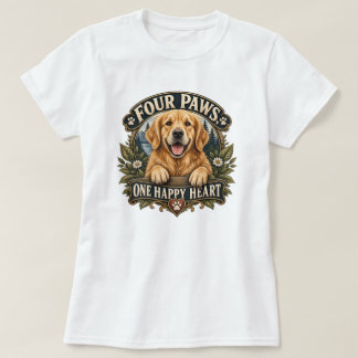 Four Paws Happy Heart Dog Mom T-Shirt