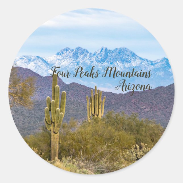 Four Peaks Mts Winter, Arizona 3" Stickers 6 Pack (Front)