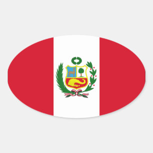 FOUR Peru National Flag Oval Sticker