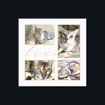 Four Pet Photos Collage Love Script White Canvas Print<br><div class="desc">A montage of four photos of your furry friends to hang on your wall, which you can easily replace with your own 4 pictures. The word Love overlaps the pictures slightly and is set in elegant gold script.The white background colour can be changed to a different colour if you so...</div>