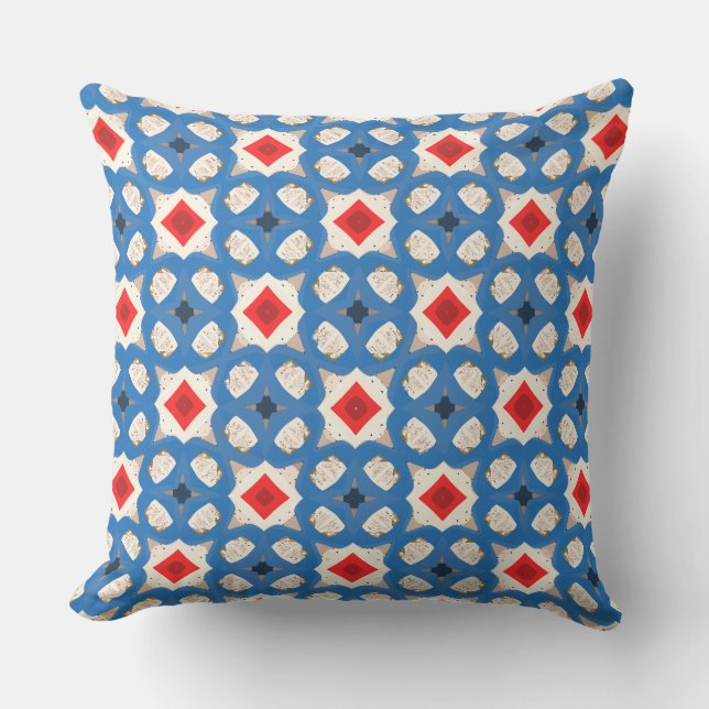 Four Petals Shape Lined Denim Colour Throw Pillow (Front)