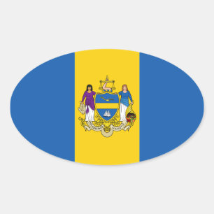 FOUR Philadelphia Flag Oval Sticker