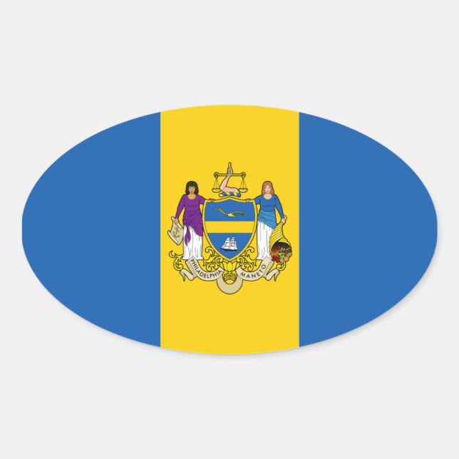 FOUR Philadelphia Flag Oval Sticker (Front)