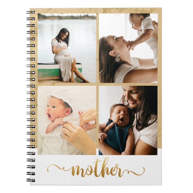 Four Photo Collage New Mom Pregnancy Gift Notebook (Front)