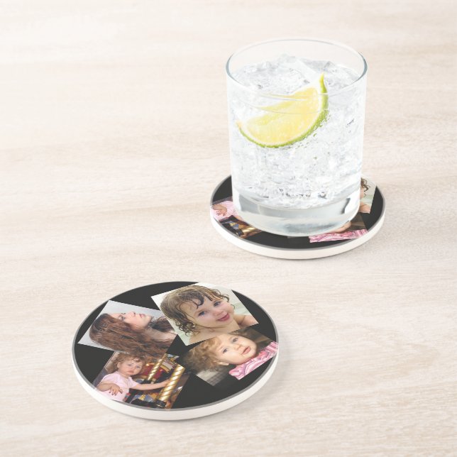 Four Photo Collage Template Coaster (Side)
