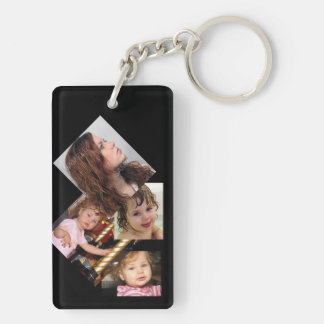 Four Photo Collage Template Keychain