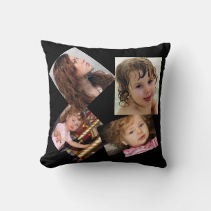 Four Photo Collage Template Throw Pillow
