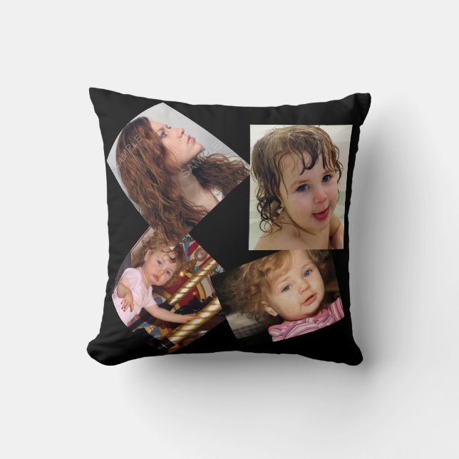 Four Photo Collage Template Throw Pillow (Front)
