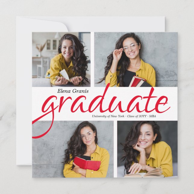 Four Photo Graduation Announcement (Front)