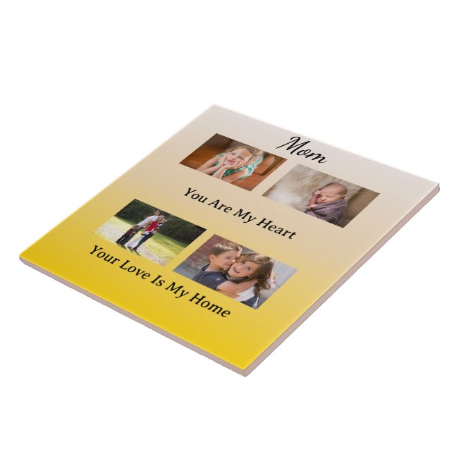 Four Photo Layout – Cream & Gold Tribute Tile (Side)