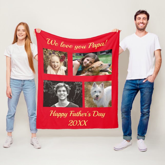 Four Photo Personalized Family Fleece Blanket (In Situ)