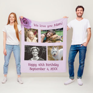 Four Photo Personalized Family Fleece Blanket