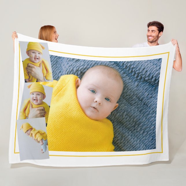 Four Photo Template Personalized Fleece Blanket (In Situ)