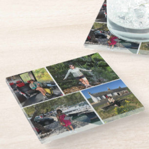 Four Photographs Montage. Photo Memories Glass Coaster