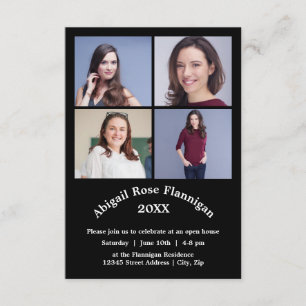 Four Photos Collage - 3x5 Graduation Announcement