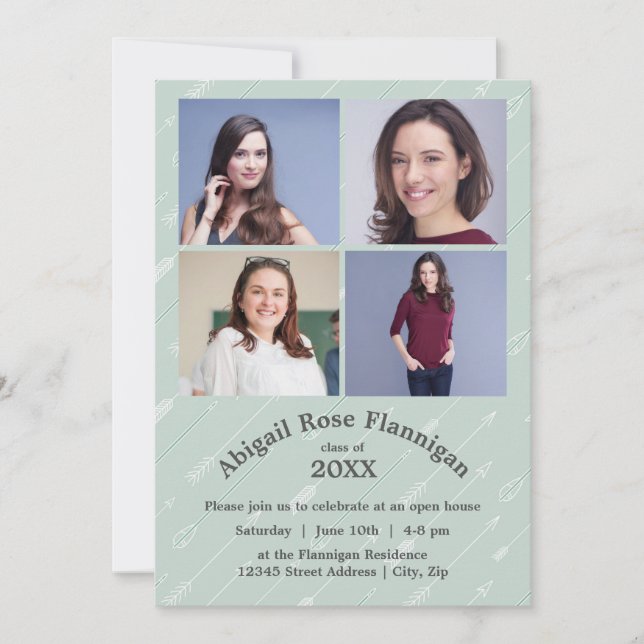 Four Photos Collage Arrows - Grad Announcement (Front)
