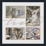 Four Photos Collage Love Pets White Faux Canvas Print<br><div class="desc">Display your favourite photos of your furry friends with this pet collage for your wall. Easily swap in your four favourite photos. The word Love overlaps the pictures slightly and is set in elegant gold calligraphy.The white background colour can be changed to a different colour if you so wish via...</div>