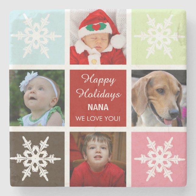 four photos collage Mod photo coasters (Front)