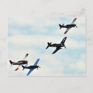 Four Planes Ons Sky Postcard
