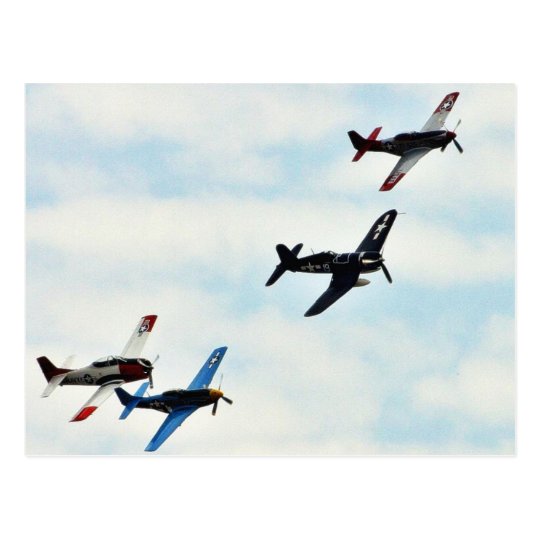 Four Planes Ons Sky Postcard