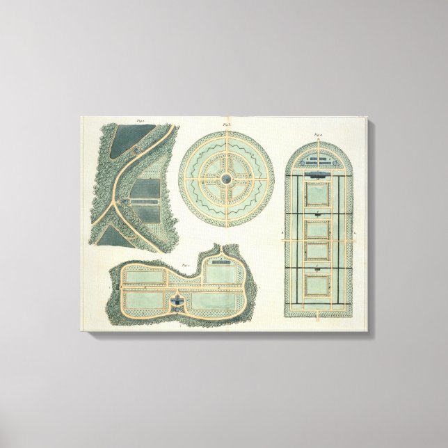 Four Plans for Kitchen Gardens, from 'Hints on the Canvas Print (Front)