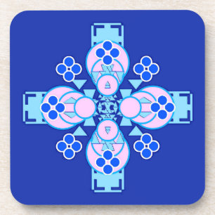 Four point Mandala - orchid, blue and cobalt Coaster