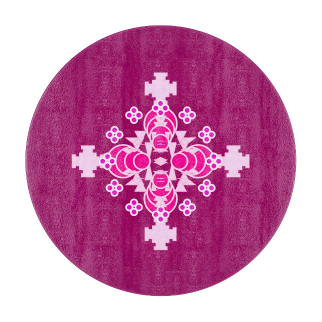 Four point Mandala - pale pink and plum Cutting Board (Front)