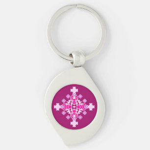 Four point Mandala - pale pink and plum Keychain