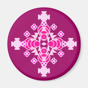 Four point Mandala - pale pink and plum Magnet