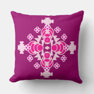 Four point Mandala - pale pink and plum Throw Pillow