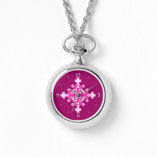 Four point Mandala - pale pink and plum Watch